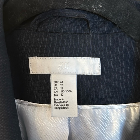 💼 H&M suit jacket blazer black single button tailored fit fully lined size 12 - Picture 3 of 10